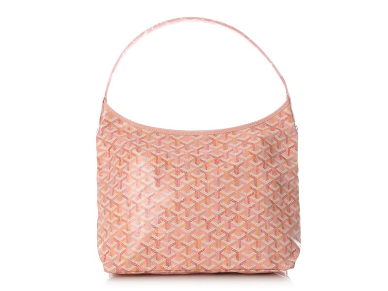 Goyard Rose Goyardine Canvas and Chevroches Calfskin Boheme Hobo Bag, 2020s