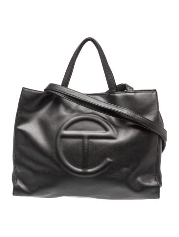 Telfar Vegan Leather Black Shopping Bag Medium