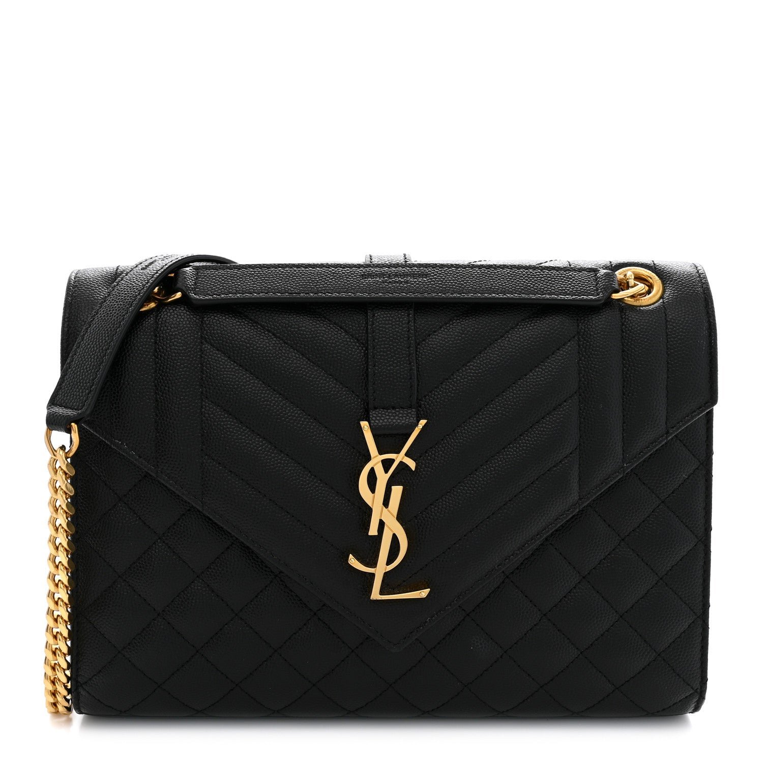 Saint Laurent Grain De Poudre Textured Mixed Matelasse Triquilt Medium Monogram Satchel Black