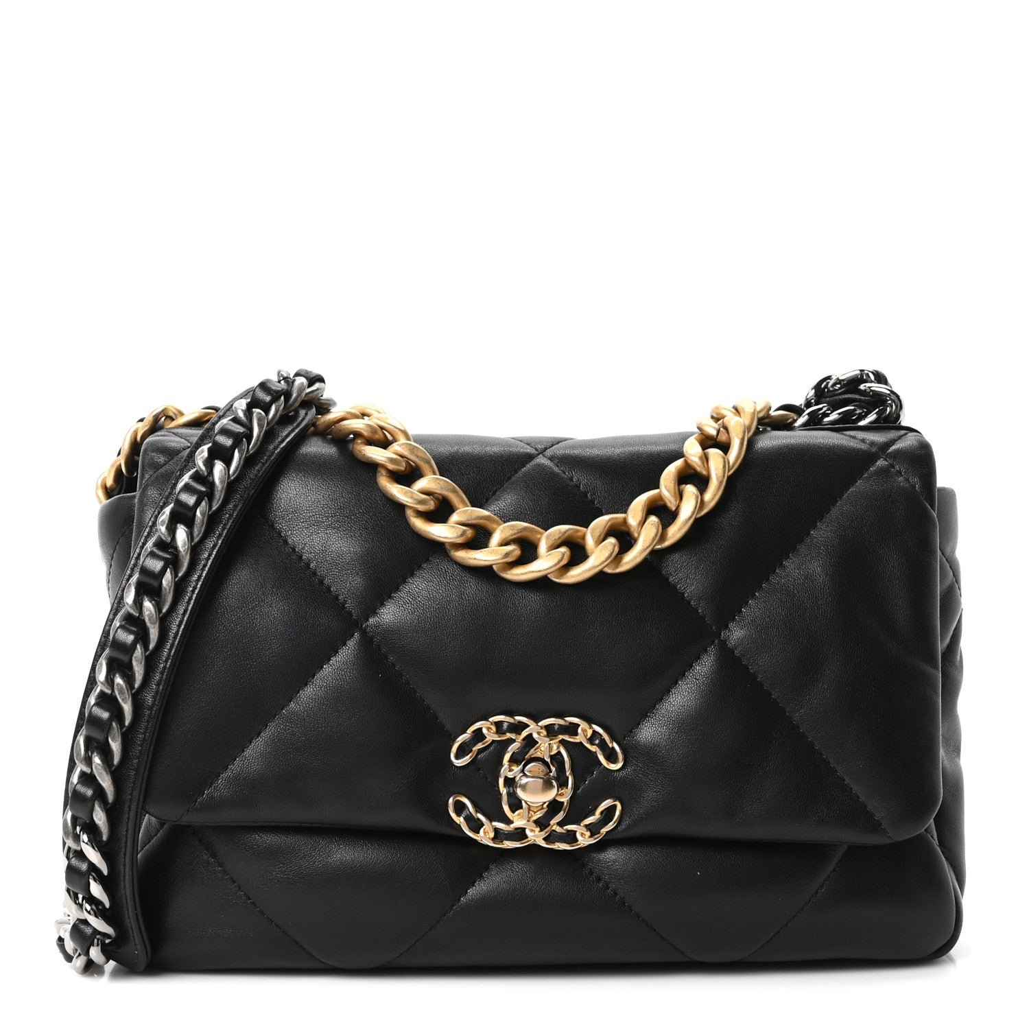 Lambskin Quilted Medium Chanel 19 Flap Black