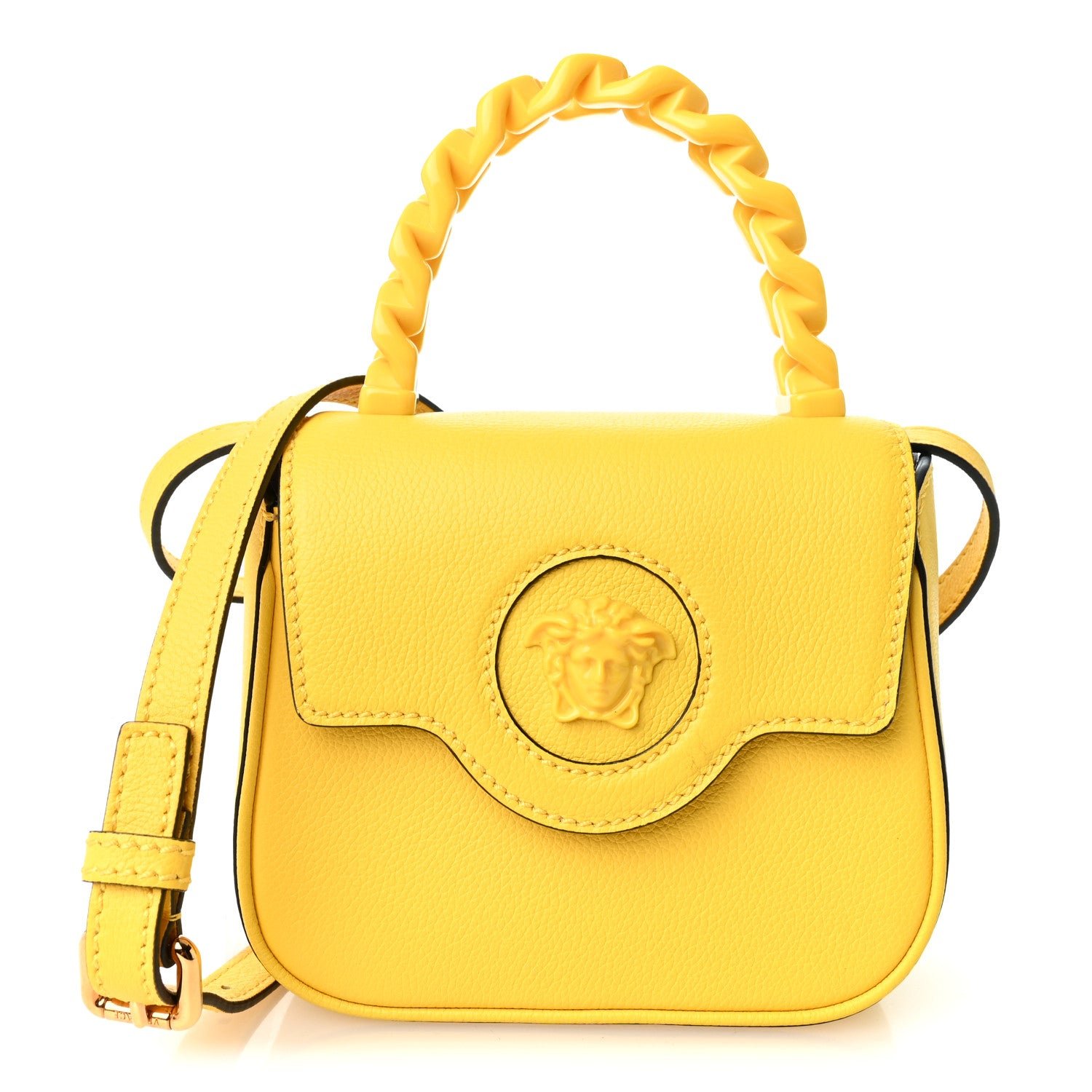 Versace Grained Calfskin Mini La Medusa Bag Yellow