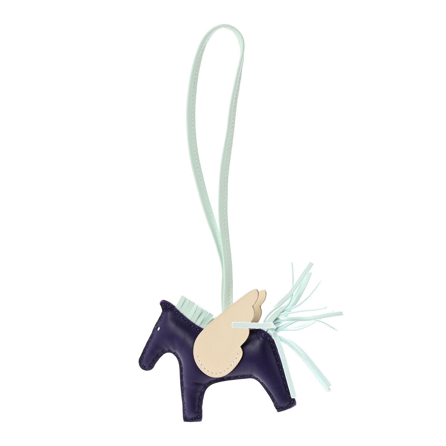 Hermes Milo Lambskin Grigri Rodeo Pegase Horse Bag Charm PM Purple Vert Peppermint Craie