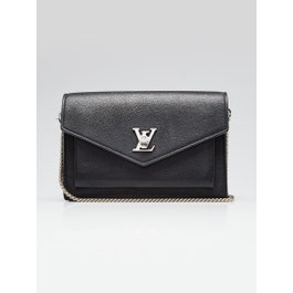 Louis Vuitton Louis Vuitton Black Leather MyLockMe Chain Pochette Bag