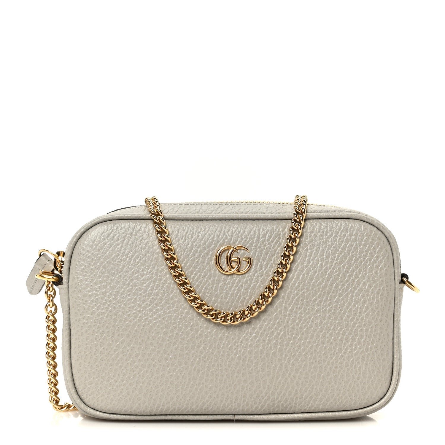 Gucci Dollar Calfskin Super Mini GG Marmont Chain Shoulder Bag Deep Grey