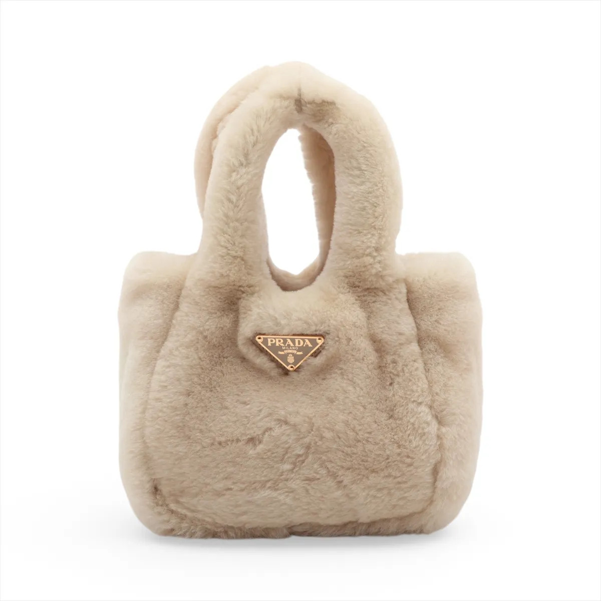 Prada 1BA349 Shearing Hand bag Beige