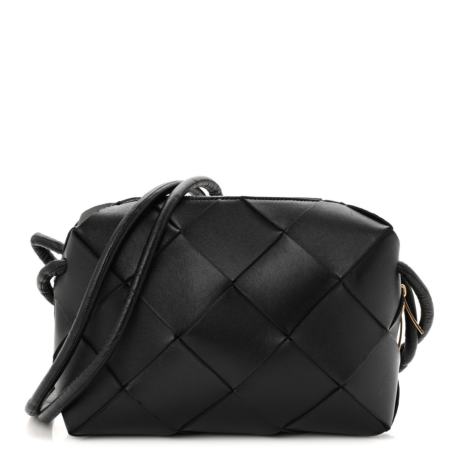 Bottega Veneta Lambskin Maxi Intrecciato Small Cassette Camera Bag Black