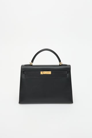 2004 Noir H Box Kelly Sellier 32 Bag