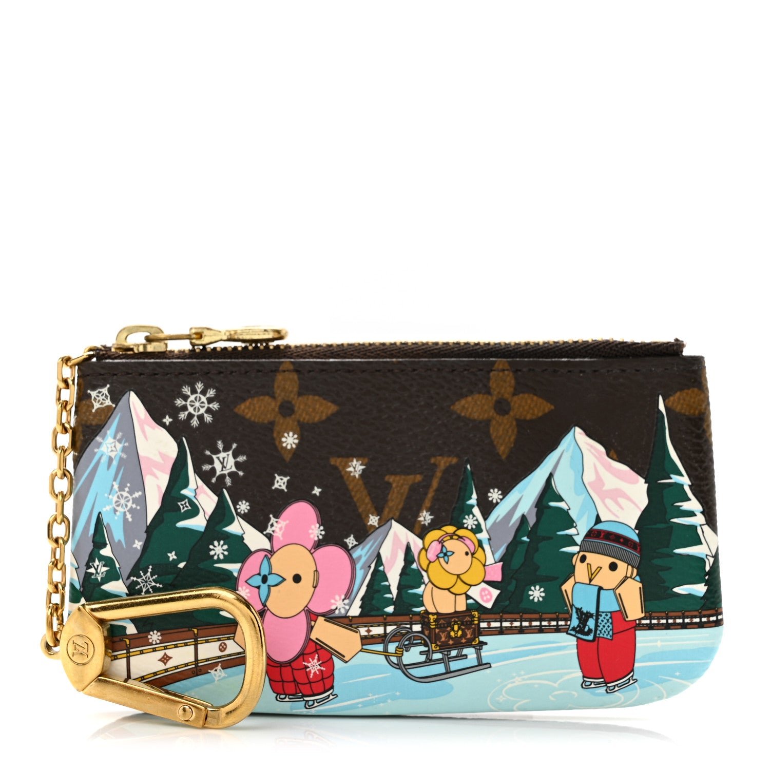 Louis Vuitton Monogram 2023 Christmas Animation Alpine Key Pouch Pink