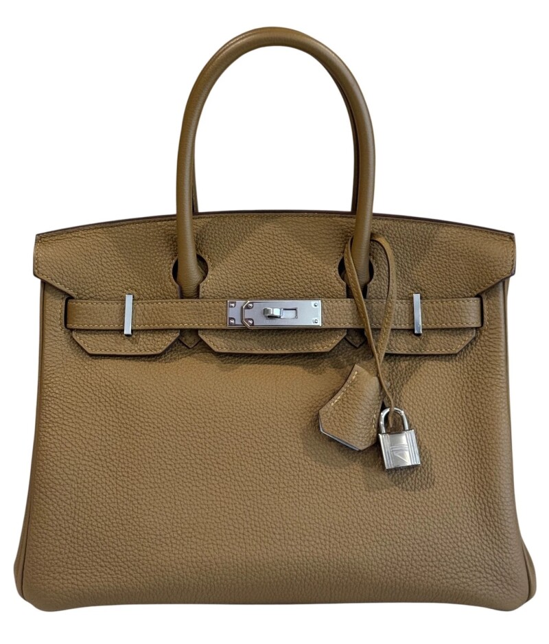 Bronze Dore and Bleu Brume Togo Verso Birkin 30 Palladium Hardware, 2020