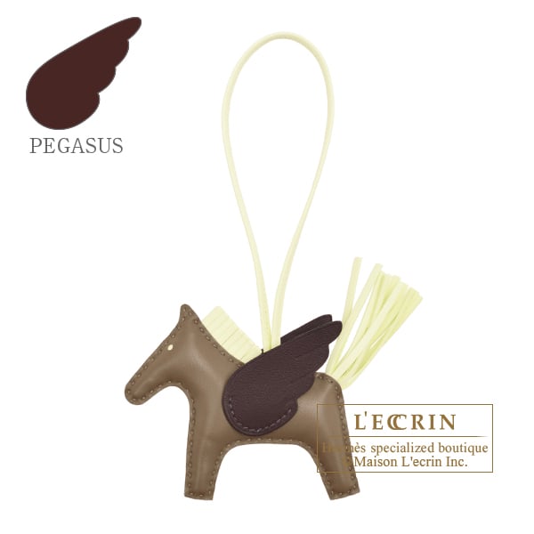 Hermes Rodeo charm Pegasus PM Etoupe grey/Jaune milton/Rouge sellier Agneau/Swift leather