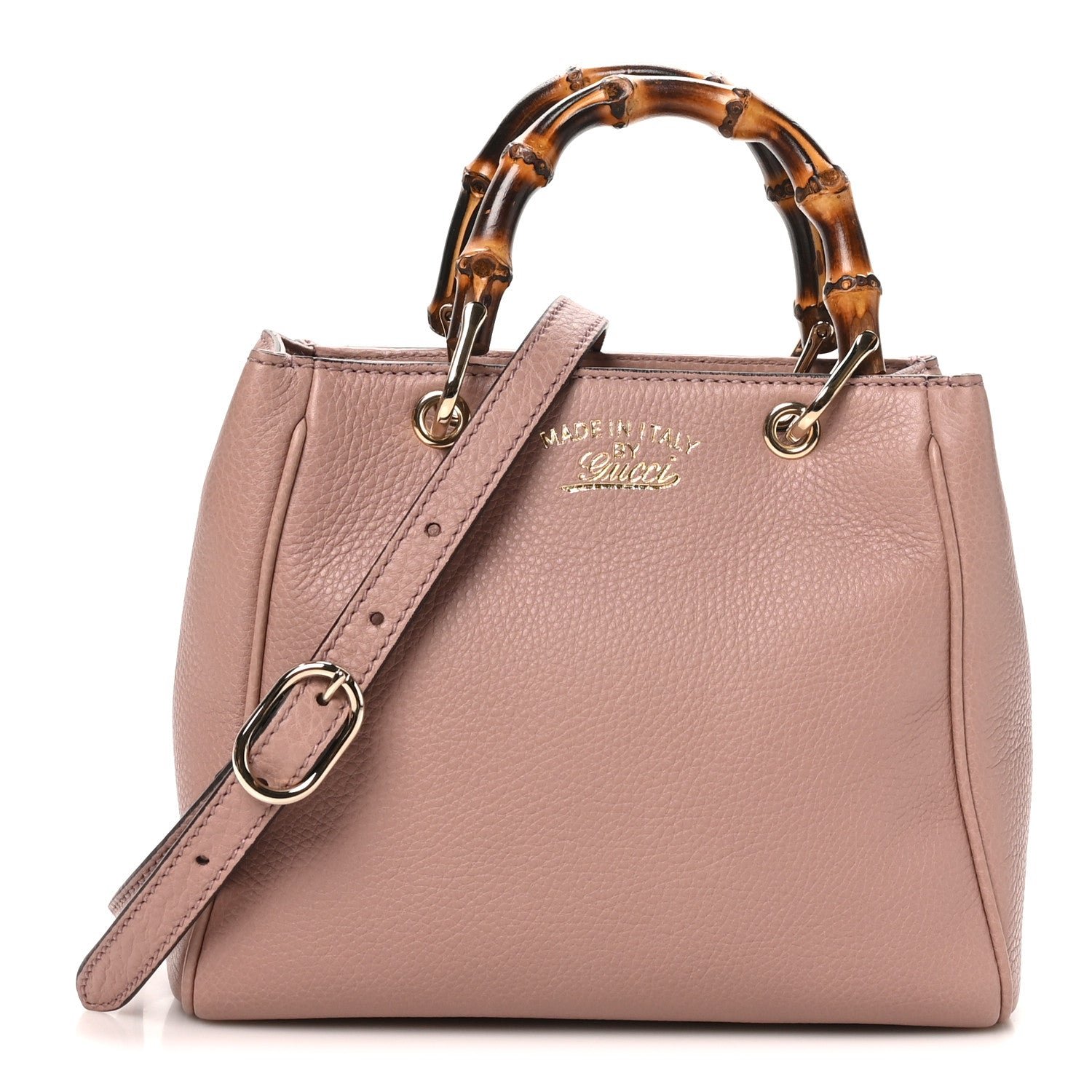 Gucci Calfskin Mini Bamboo Shopper Tote Dark Cipria