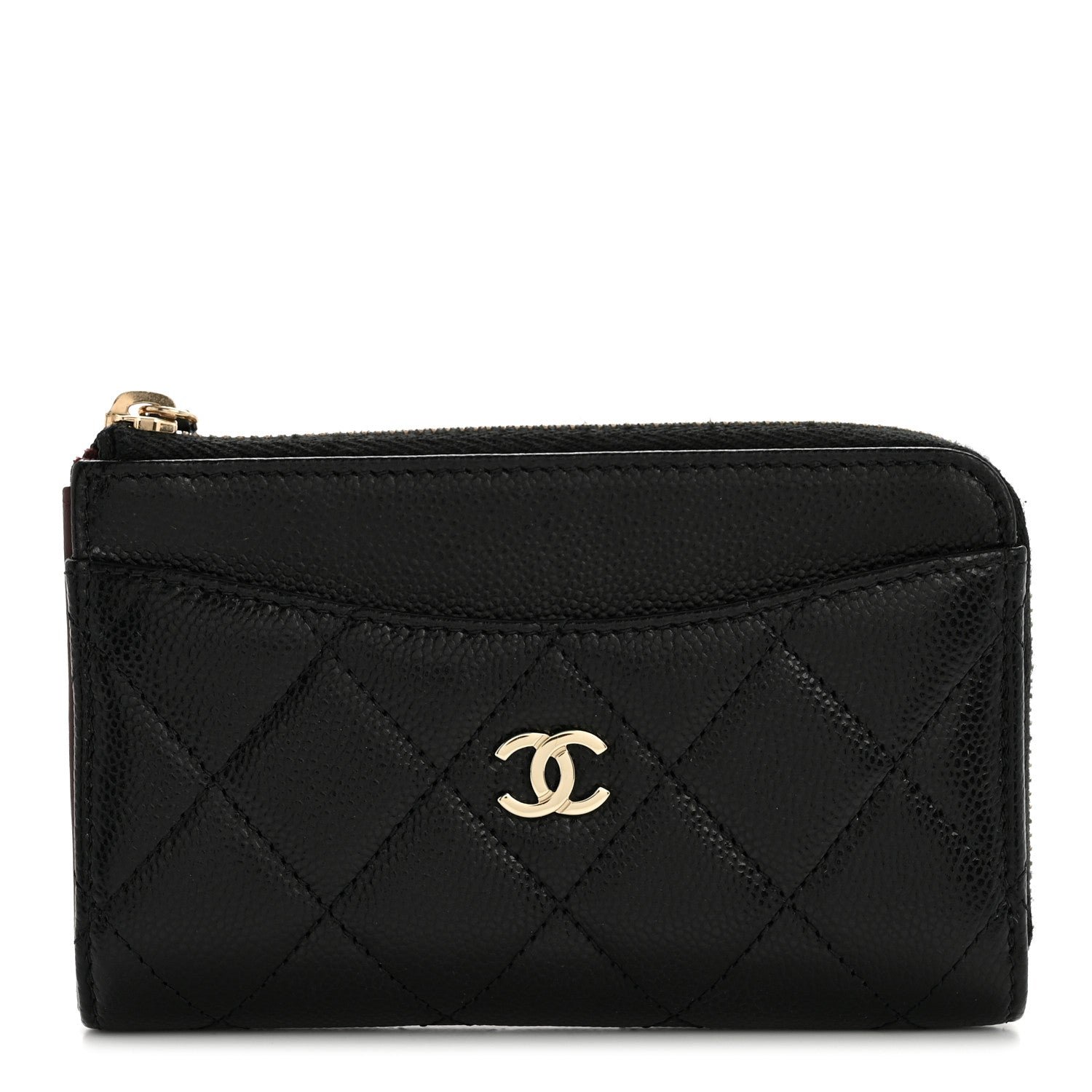 Chanel Caviar Quilted CC Zip Around Card Holder Black