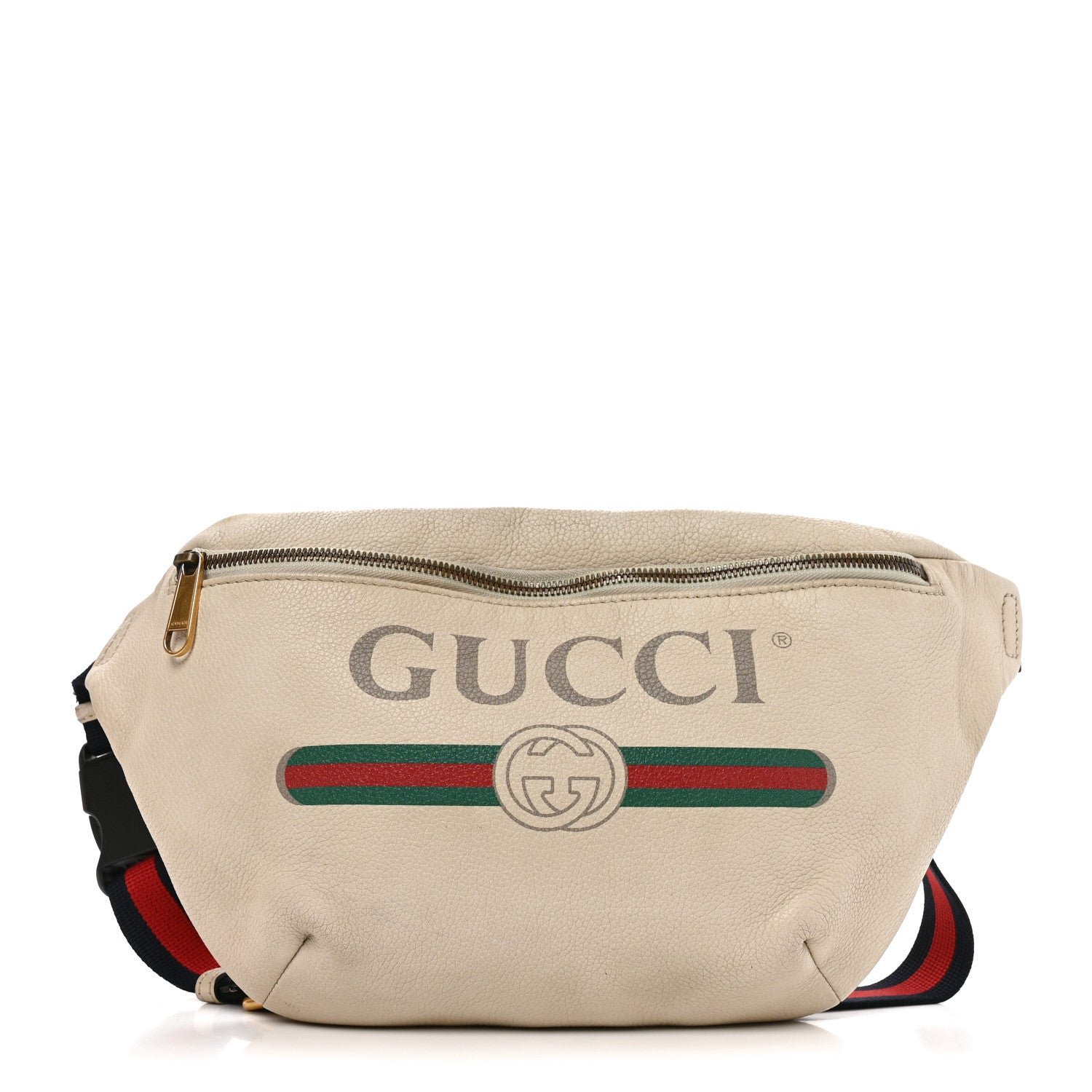 Gucci Grained Calfskin Logo Belt Bag White