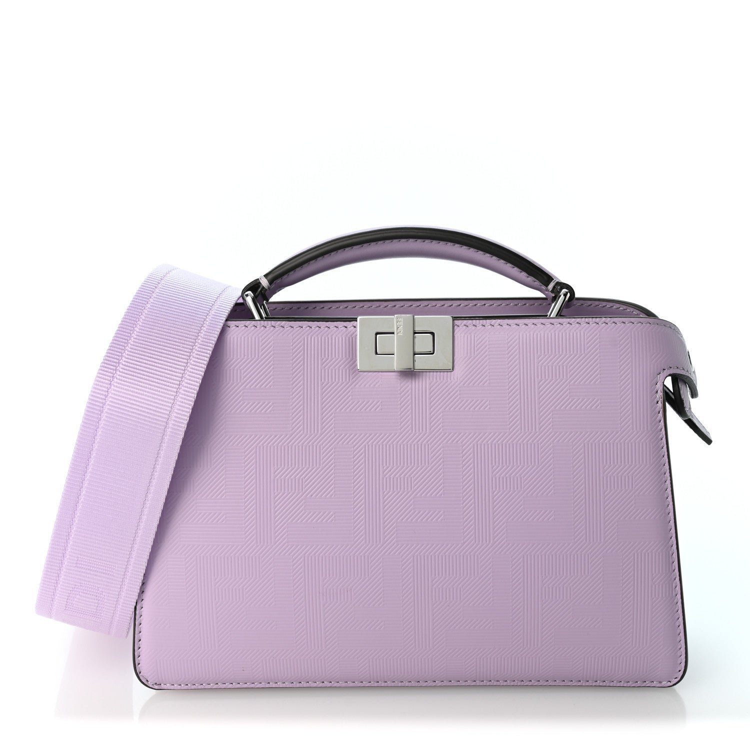 Fendi Calfskin Striped Texture FF Peekaboo I See U X Cross Satchel Violetta