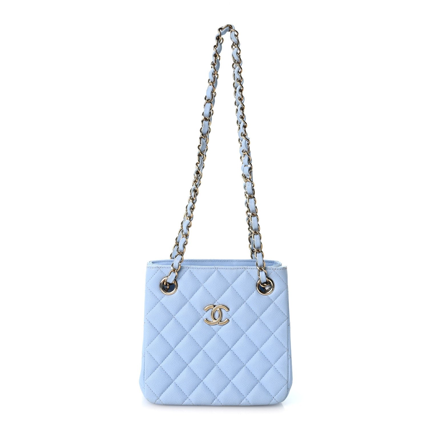 Chanel Caviar Quilted Mini Bucket Bag Blue