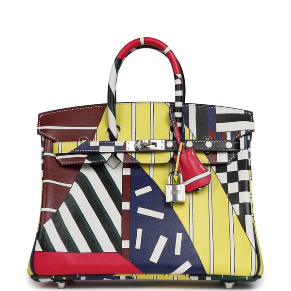Hermes Hermes "One Two Three and Away We Go" Birkin 25 Multicolor Swift Palladium Hardware