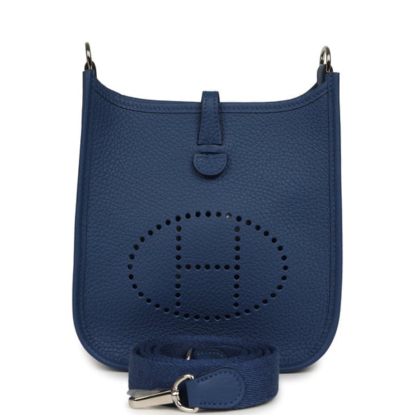 Hermes Hermes Evelyne TPM Bleu Tie Clemence Palladium Hardware