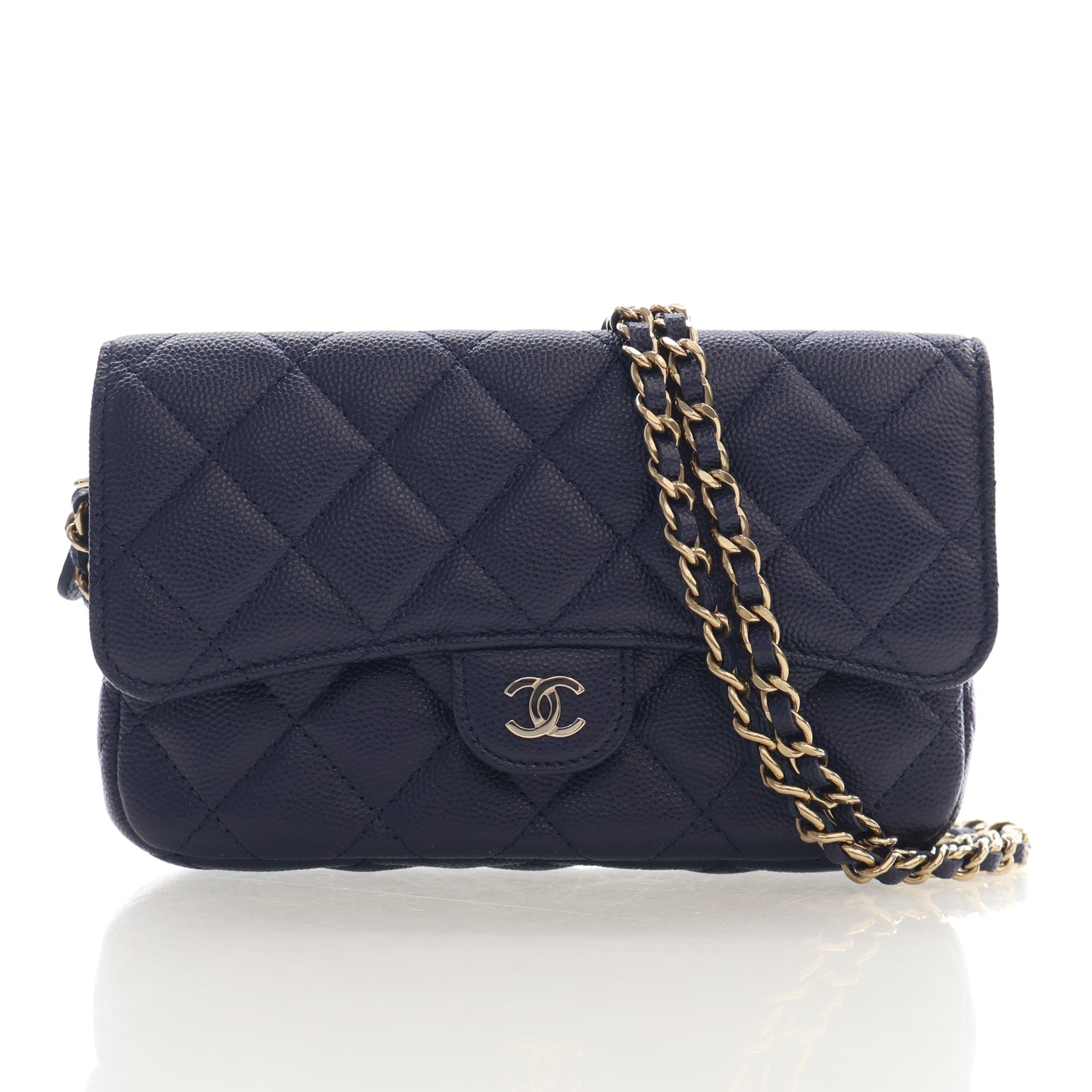 Chanel Caviar Classic Flap Phone Bag With Chain