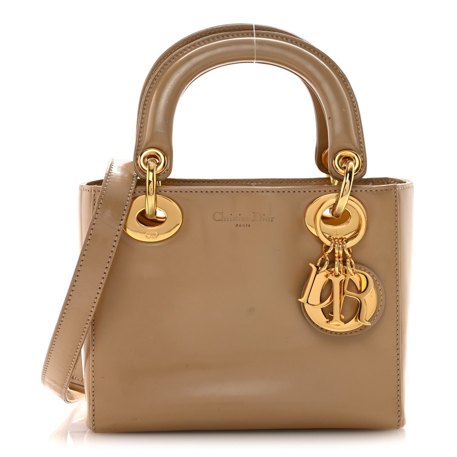 Dior Christian Dior Patent Mini Lady Dior Beige