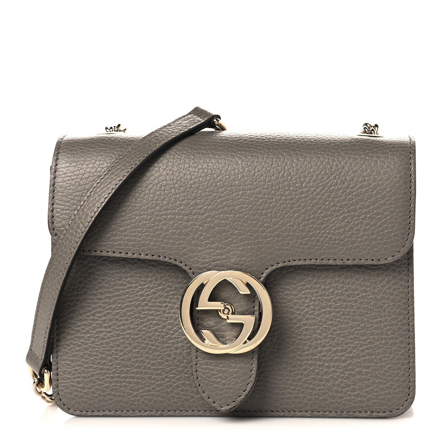 Gucci Dollar Calfskin Small Interlocking G Shoulder Bag Loess