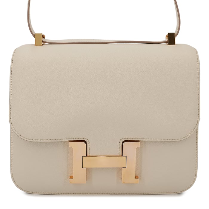 Hermes HERMÈS Constance 24 shoulder bag in Beton Evercolor leather with Rose Gold hardware