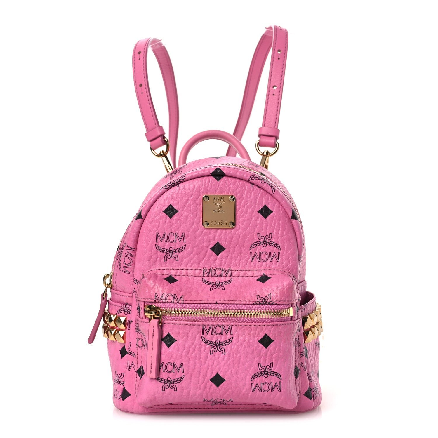 MCM Visetos Side Stud X-Mini Stark Bebe Boo Backpack Pink