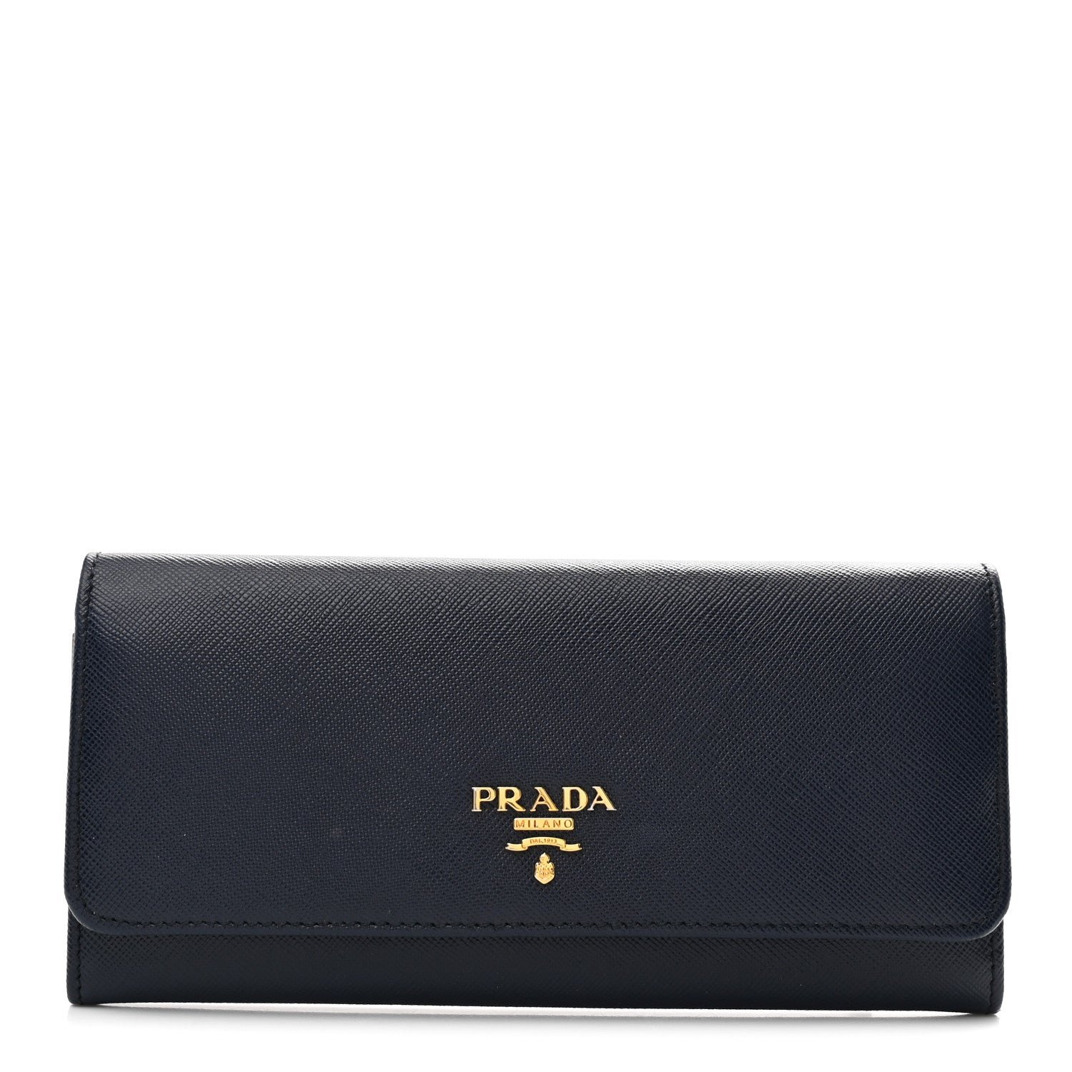 Prada Saffiano Metal Continental Flap Wallet Baltico Argento