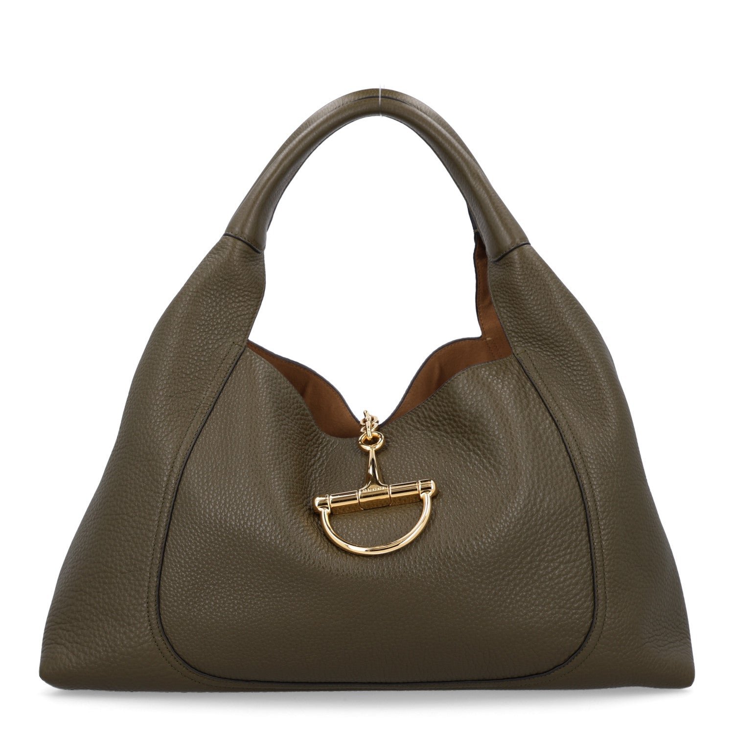 Gucci Grained Calfskin Softbit Maxi Shoulder Bag Dark Moss Green