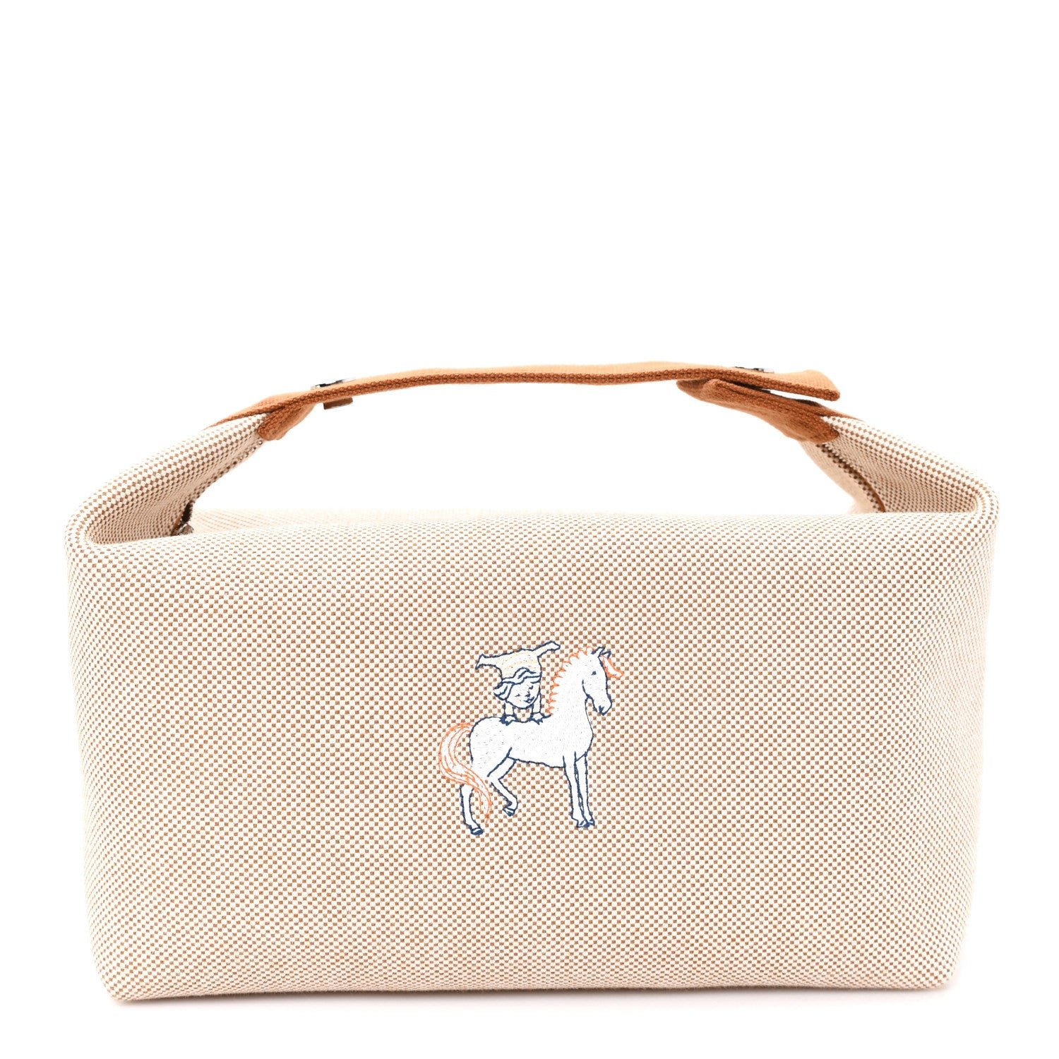 Hermes Canvas Large Bride-A-Brac Cabriole Case Biscuit