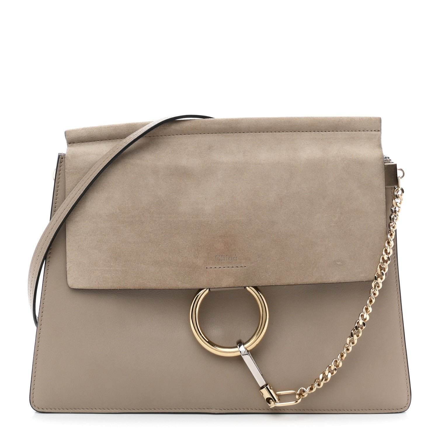 Chloe Calfskin Suede Medium Faye Shoulder Bag Motty Grey