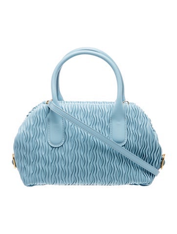 Themoire Leather Top Handle Bag
