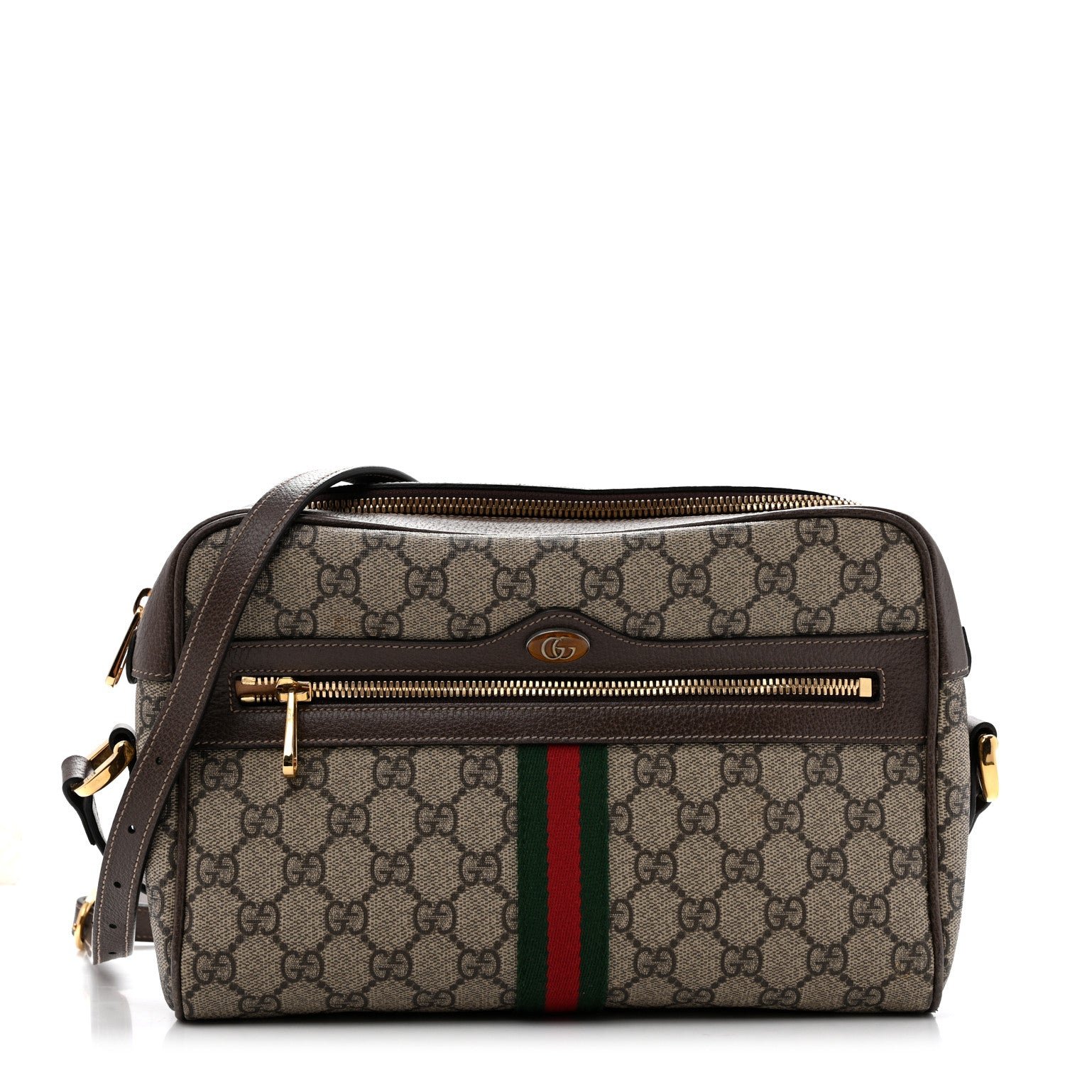 Gucci GG Supreme Monogram Web Small Ophidia Shoulder Bag Brown