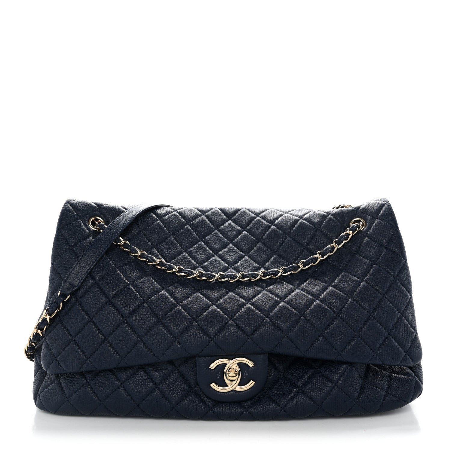 Chanel Calfskin Quilted XXL Travel Flap Bag Navy