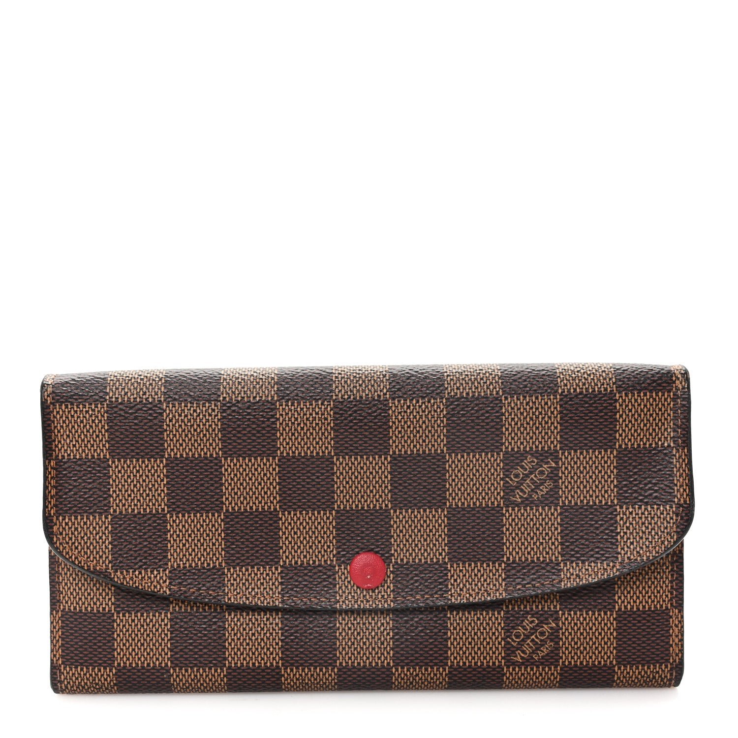 Louis Vuitton Damier Ebene Emilie Wallet Red