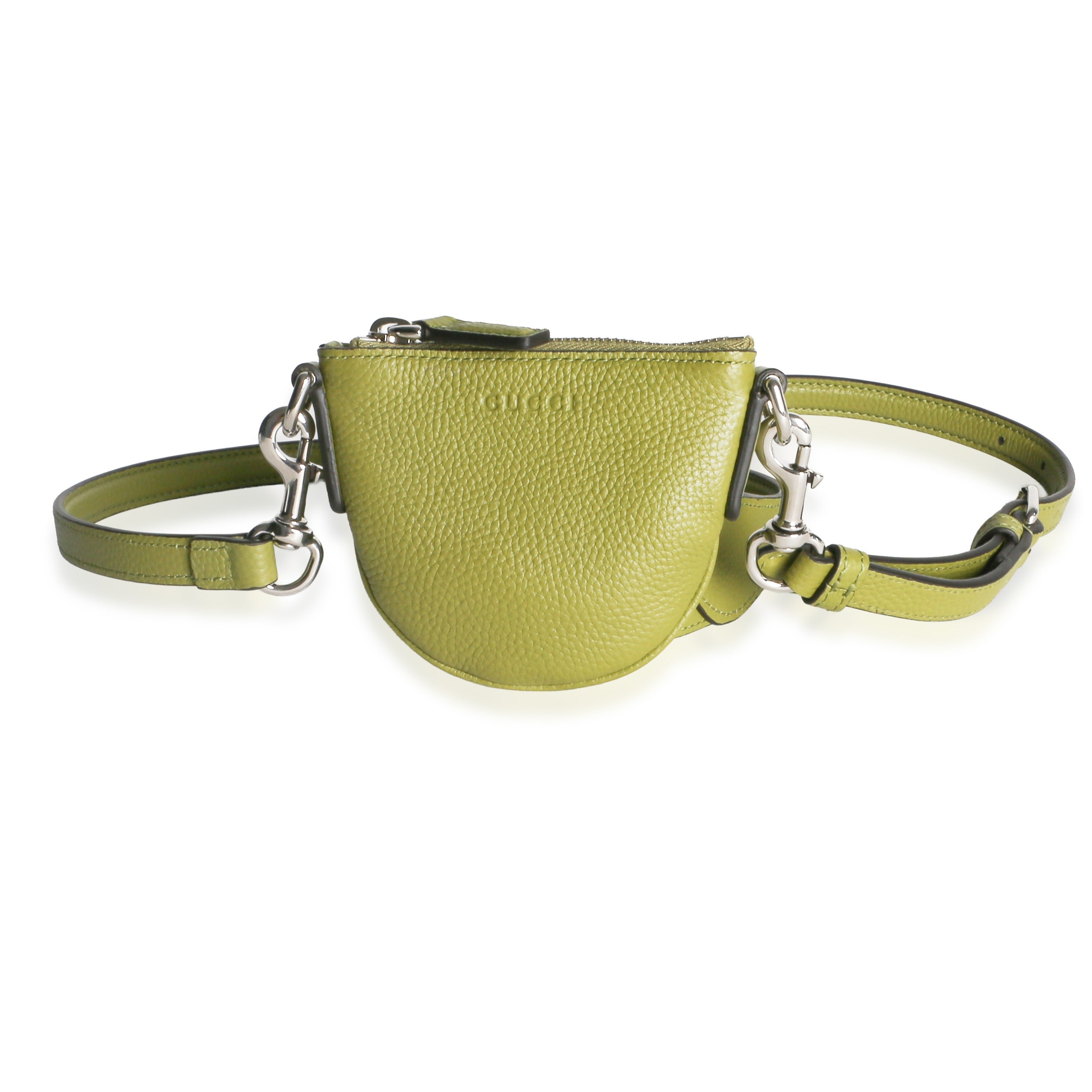 Olive Green Pebbled Calfskin Mini B Shoulder Pouch
