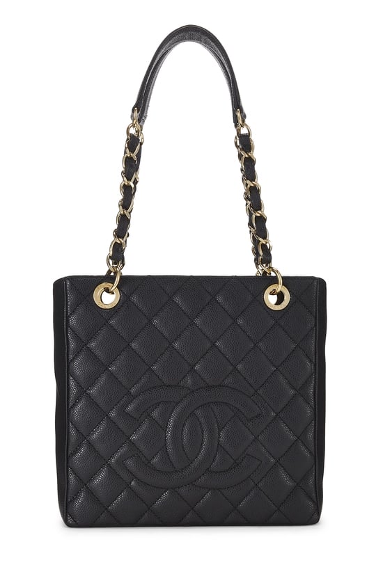 Black Quilted Caviar Petite Shopping Tote (PST)