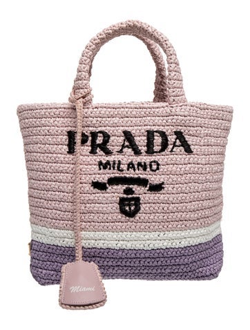 Enameled Metal Triangle Raffia Miami Tote