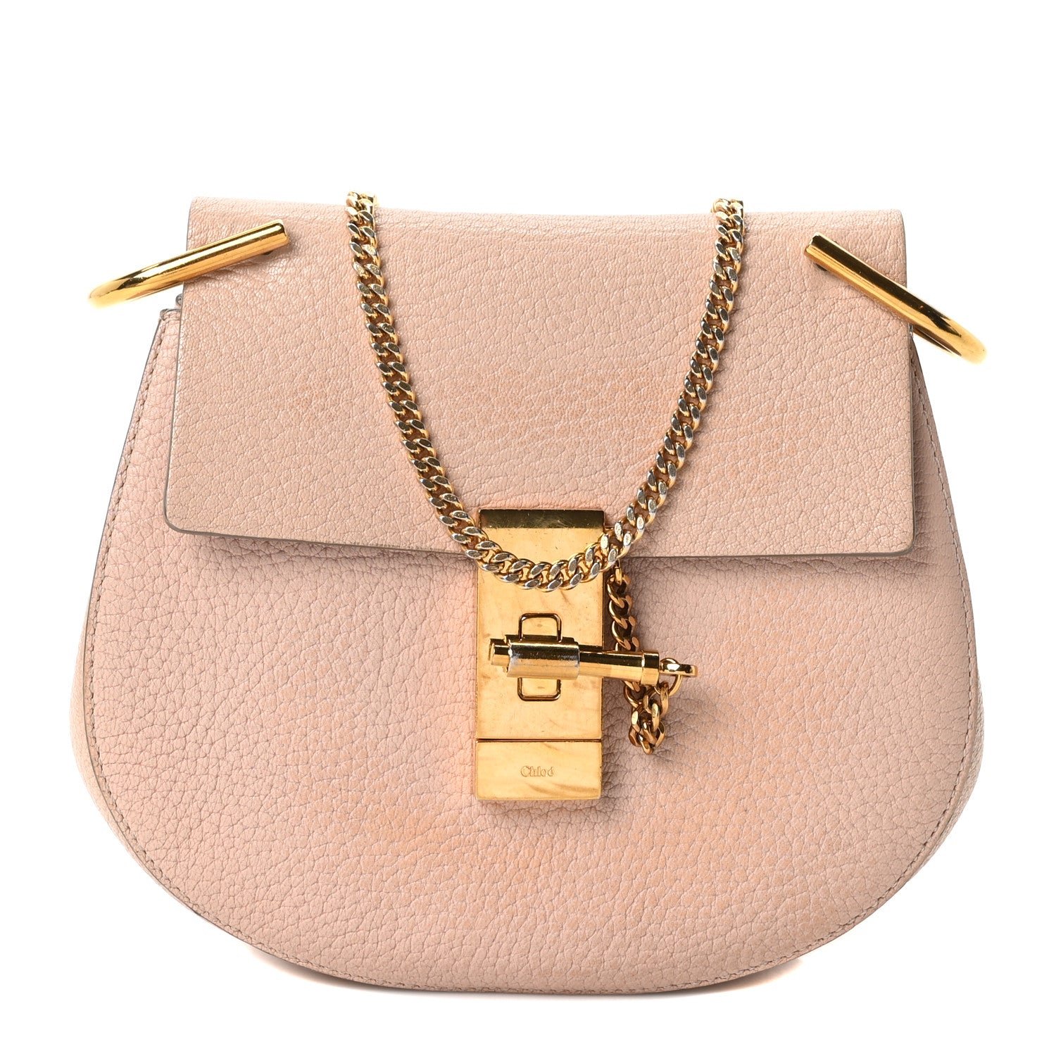 Chloe Grained Lambskin Mini Drew Shoulder Bag Cement Pink