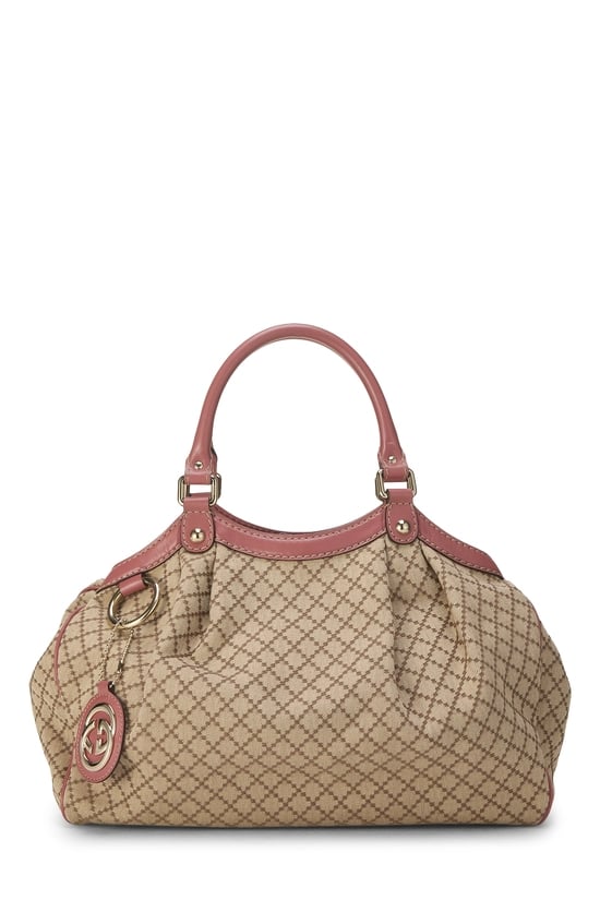 Pink Diamante Canvas Zip Sukey Large