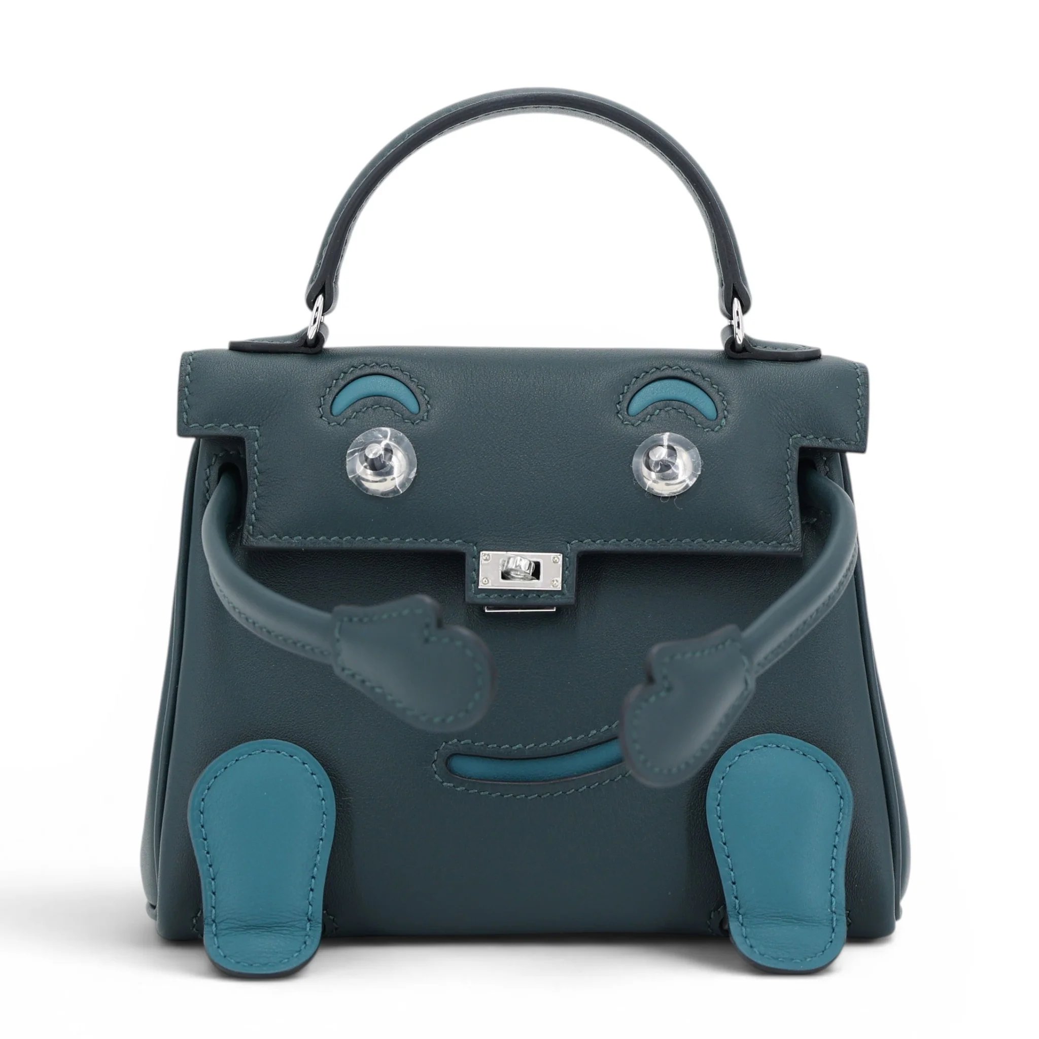 Hermes Brand New ( Rank N ) HERMÈS Limited Edition Kelly Doll Vert Bosphore (W0) Vert Cypress (6O) Swift Palladium hardware K (2025)