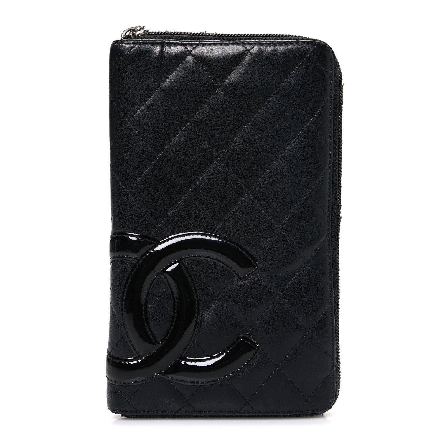 Chanel Calfskin Cambon Zip Around Organizer Wallet Black