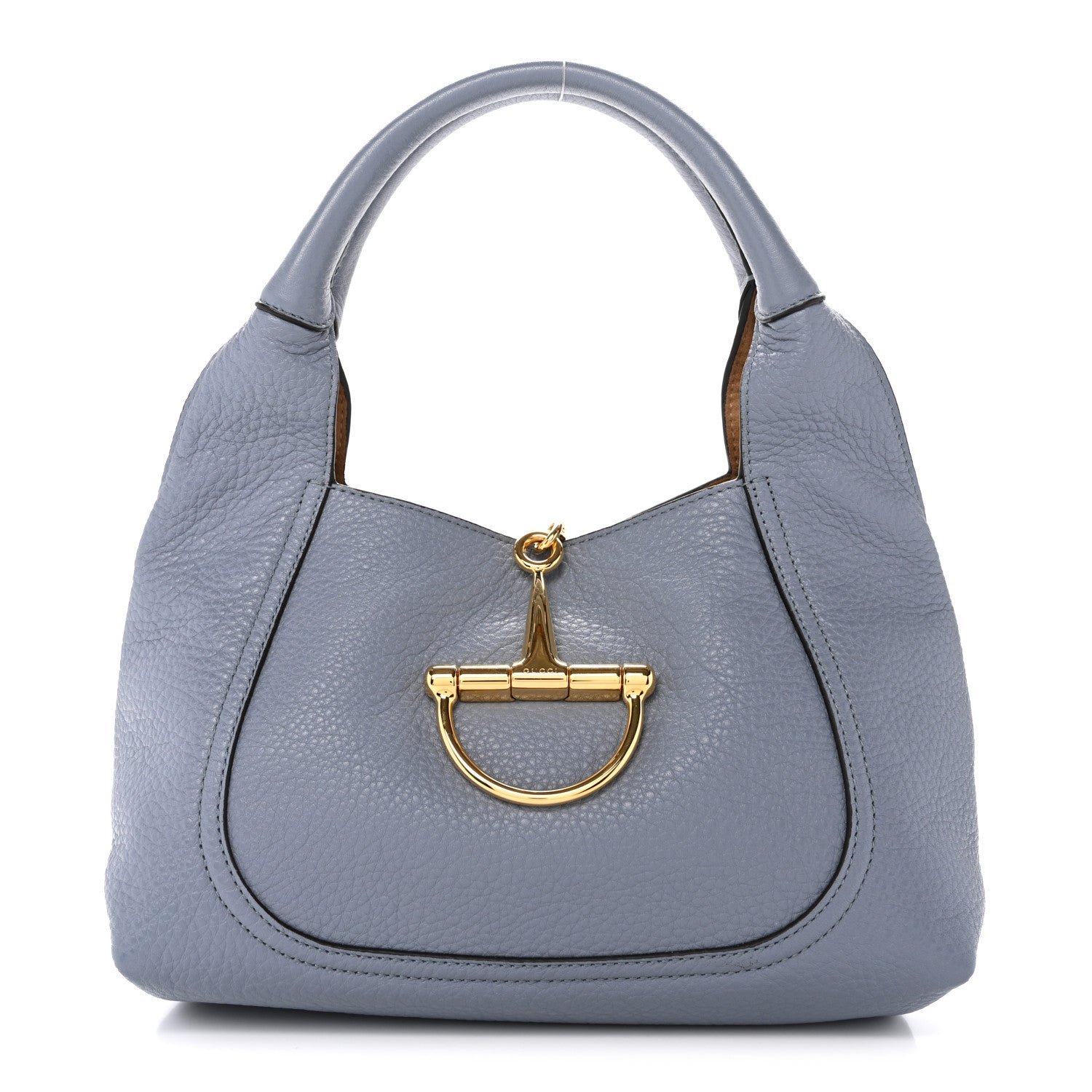 Gucci Grained Calfskin Softbit Medium Shoulder Bag Dusty Blue