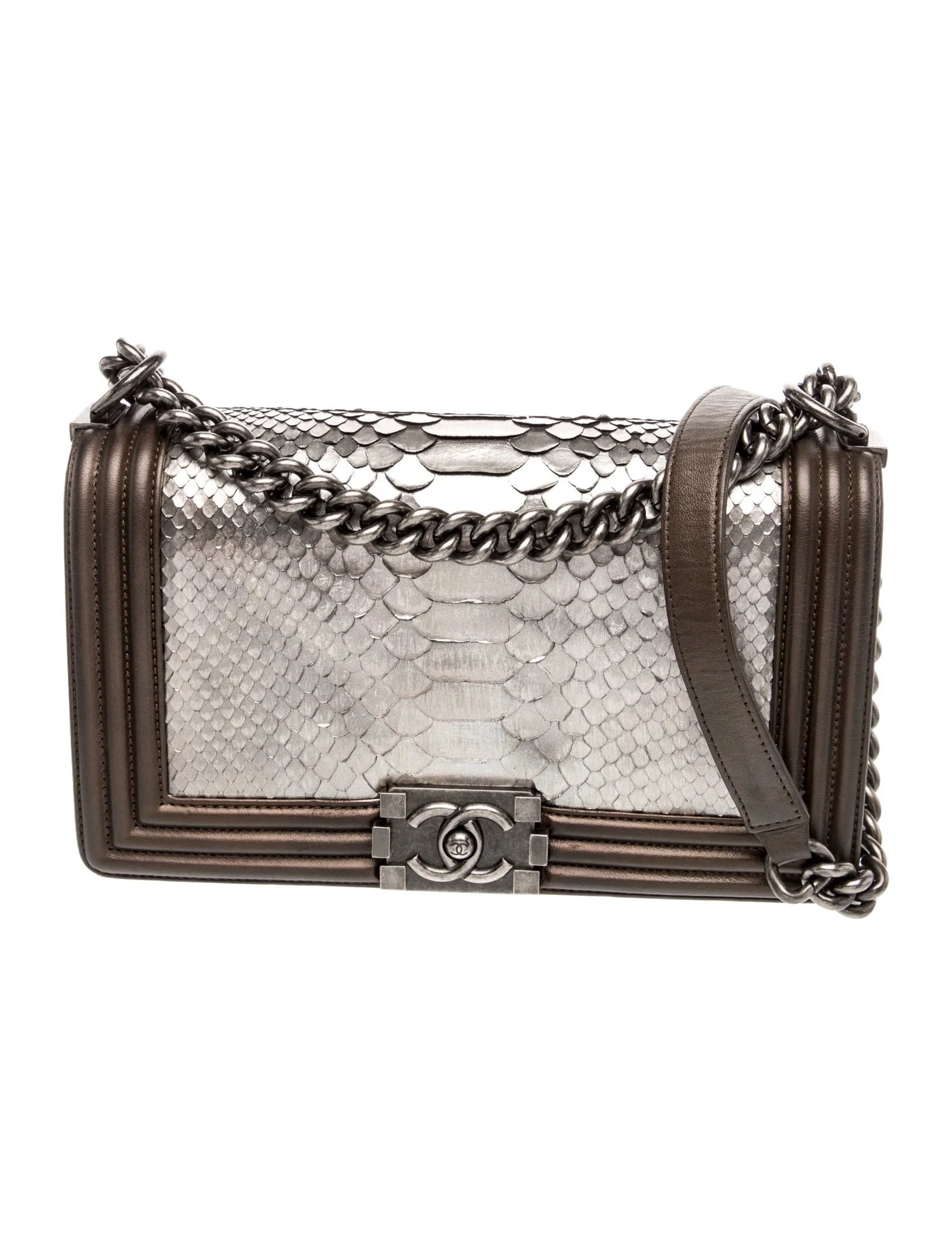 Metallic Python Medium Boy Bag