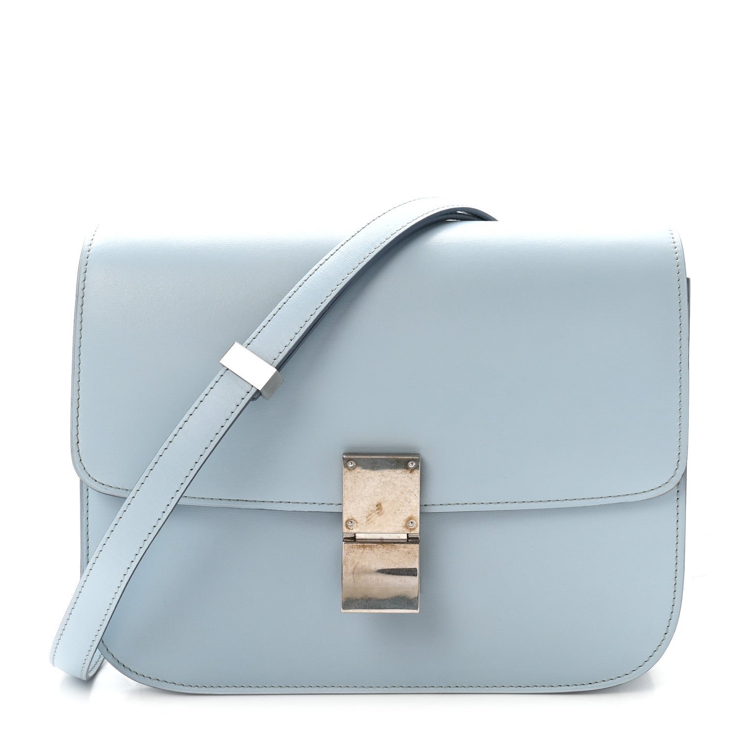 Celine Box Calfskin Medium Classic Box Flap Bag Pale Blue
