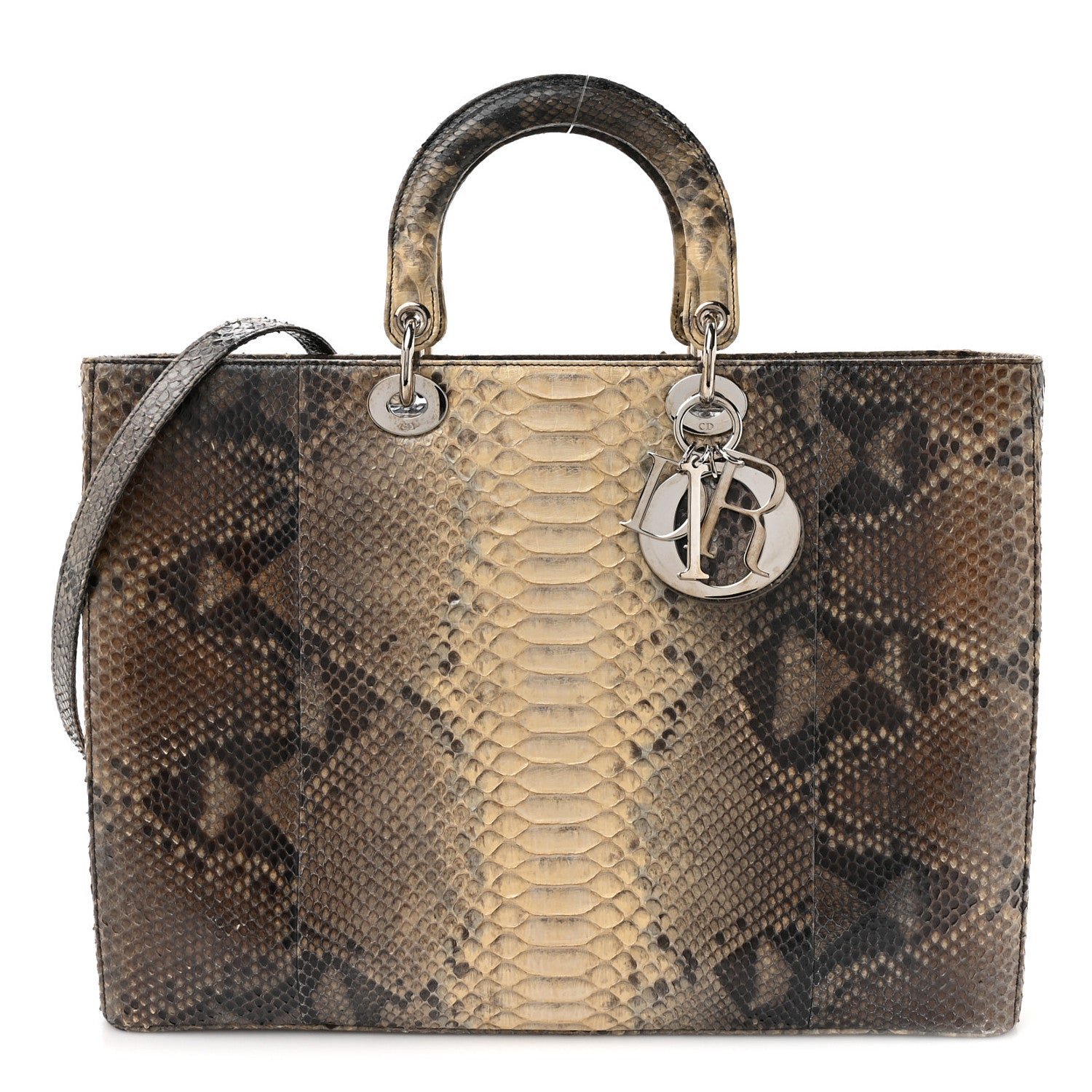 Christian Dior Snakeskin Extra Large Lady Dior Beige