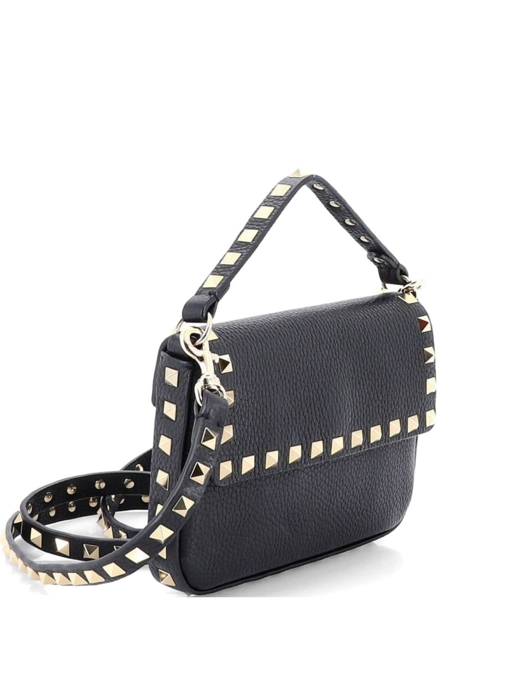 Rockstud Top Handle Pouch Leather Mini crossbody bag