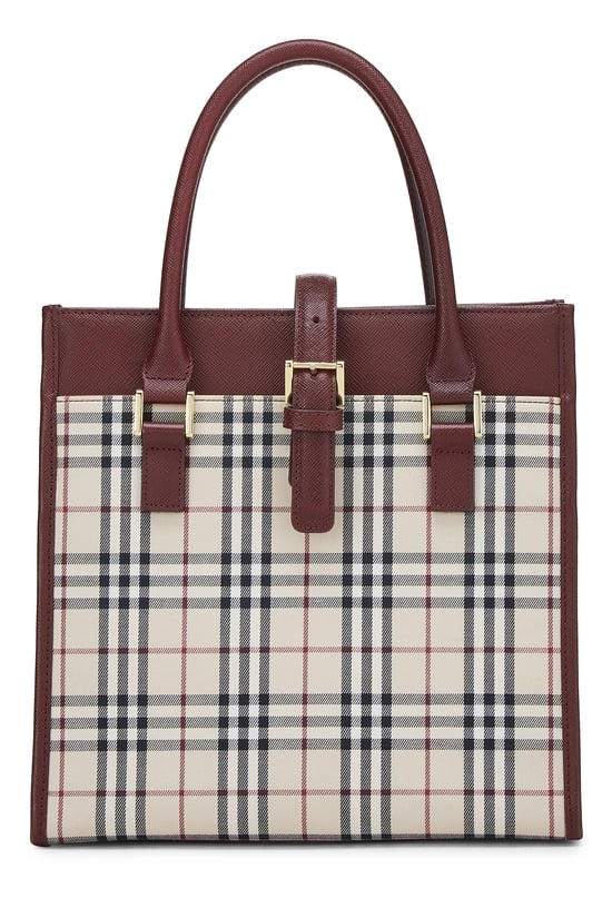Burgundy House Check Jacquard Buckle Handbag Small