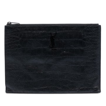 Calf Leather Croc Embossed Leather Monogram Document Holder