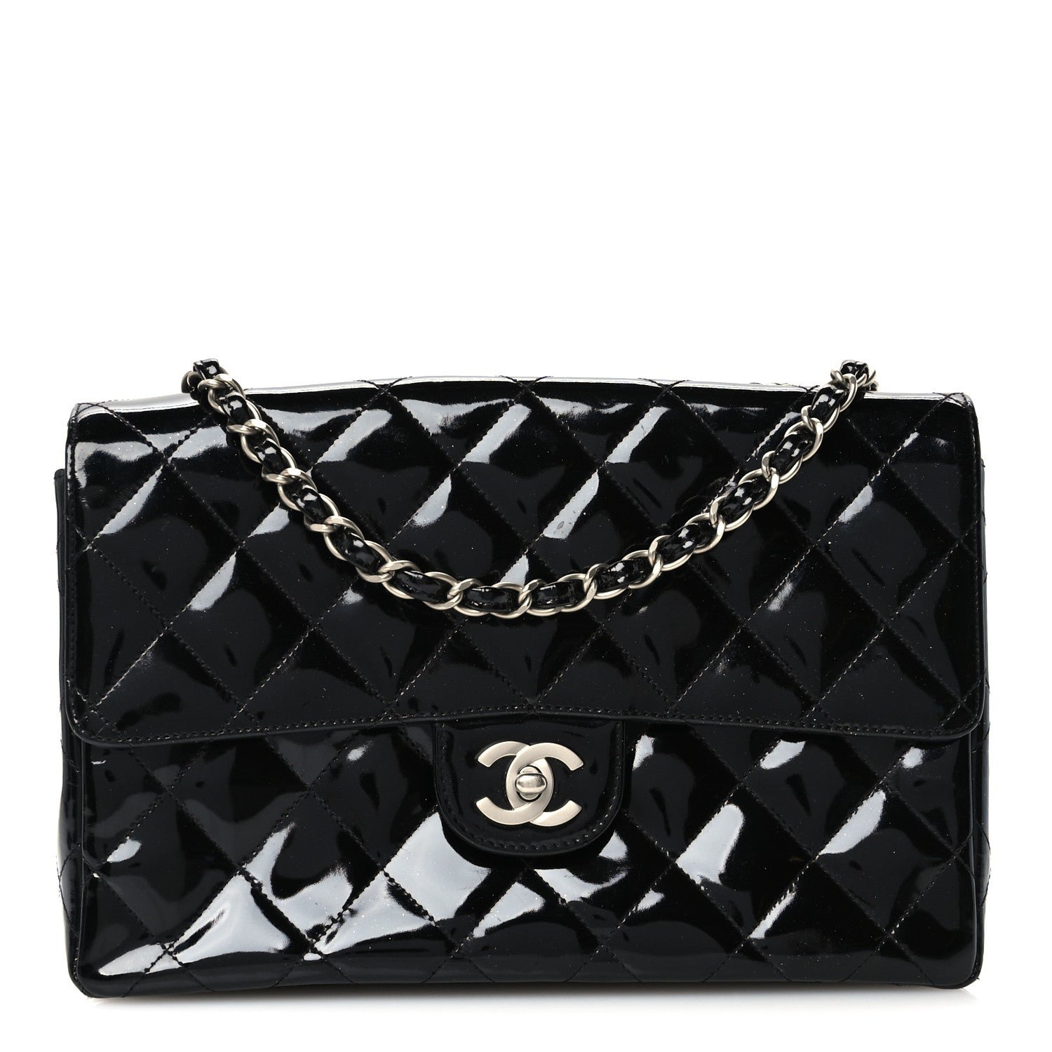 Chanel Patent Quilted Medium Single Flap Black