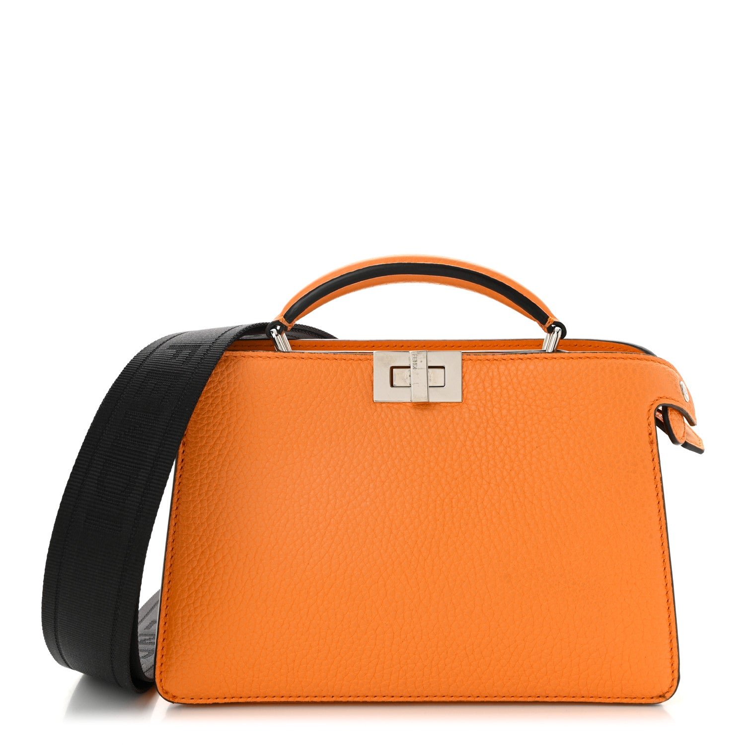 Fendi Cuoio Romano Vitello Cover Bi-Color Peekaboo I See U X Cross Satchel Orange